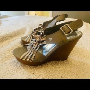 BRASH 7.5 silver sandals; barely worn. 4” wedge